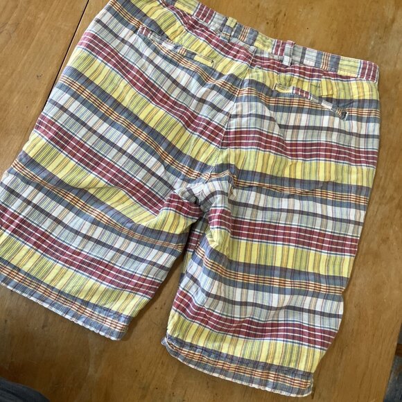 Taylor Vintage Reversible Madras/Patchwork/Striped Men’s Shorts Sz 32/33 - Picture 4 of 11